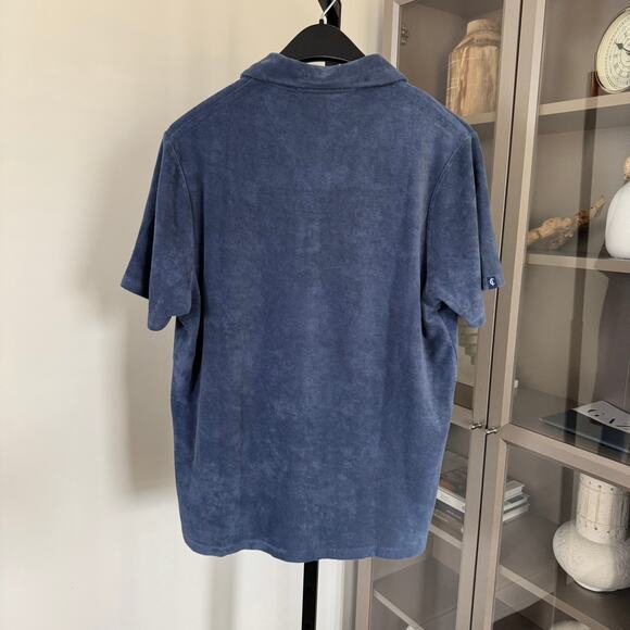 Criquet Terrycloth Vintage Indigo Blue Polo Shirt XL NEW Collared Short Sleeve - Picture 5 of 7
